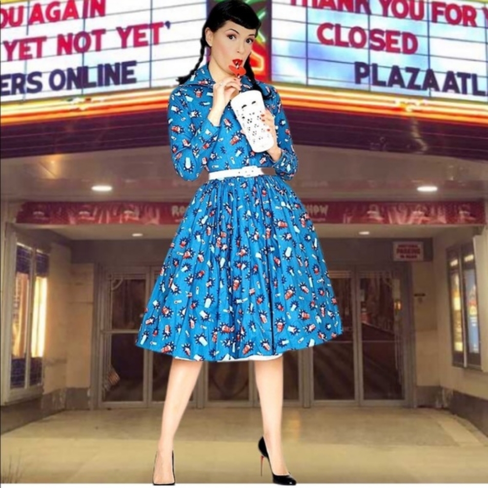 Bernie Dexter Movie Ticket Dress.(has pockets)
